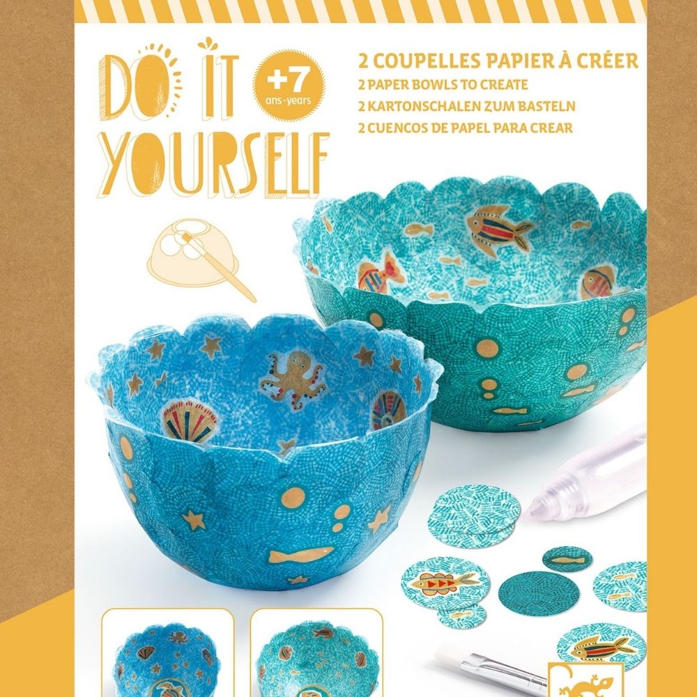 DIY Paper Bowls Kit - Create 2 Ocean-Themed Decorative Bowls for Home Decor & Kids Crafts | Perfect for Beach House Decorations, Party Favors & Creative Gift Ideas