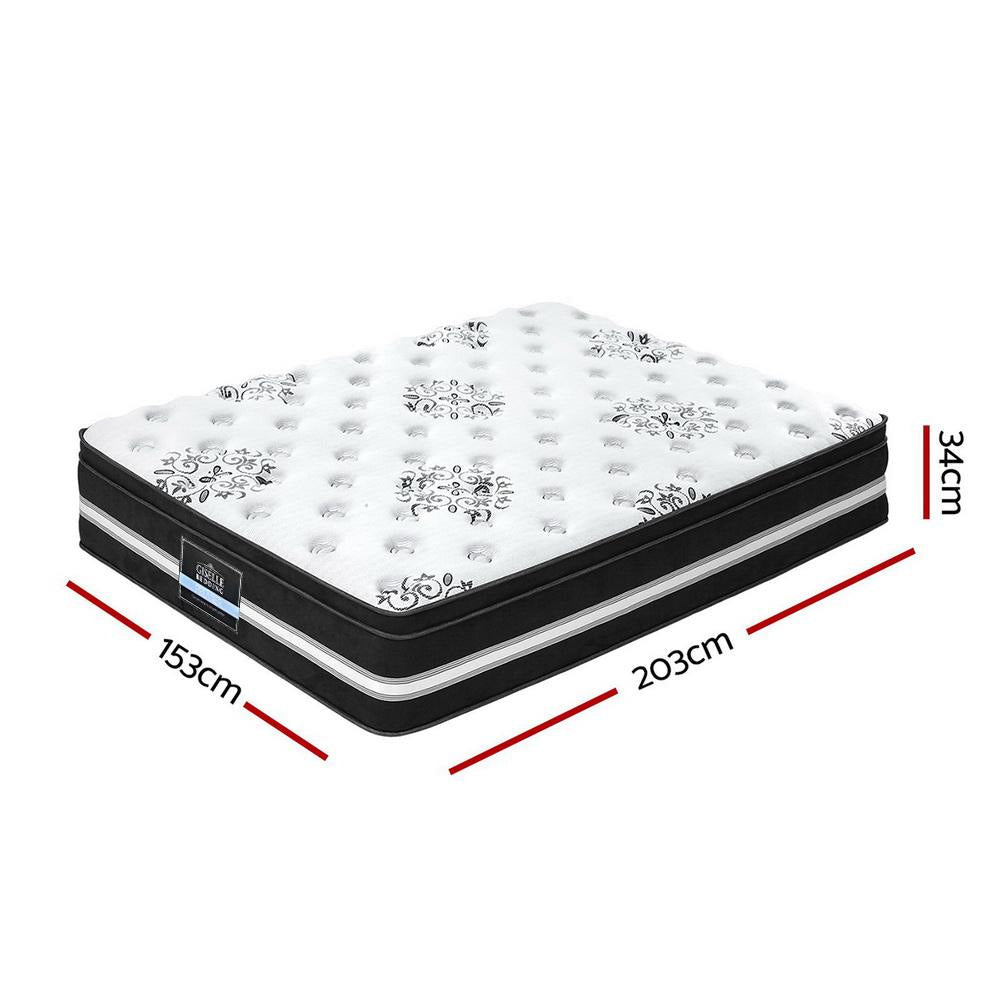 Cool Gel Memory Foam Euro Top Pocket Spring Mattress 34cm Thick - Queen Size Bed for Pressure Relief & Back Support | Perfect for Hot Sleepers & Side Sleepers | Luxury Hotel Style Bedding