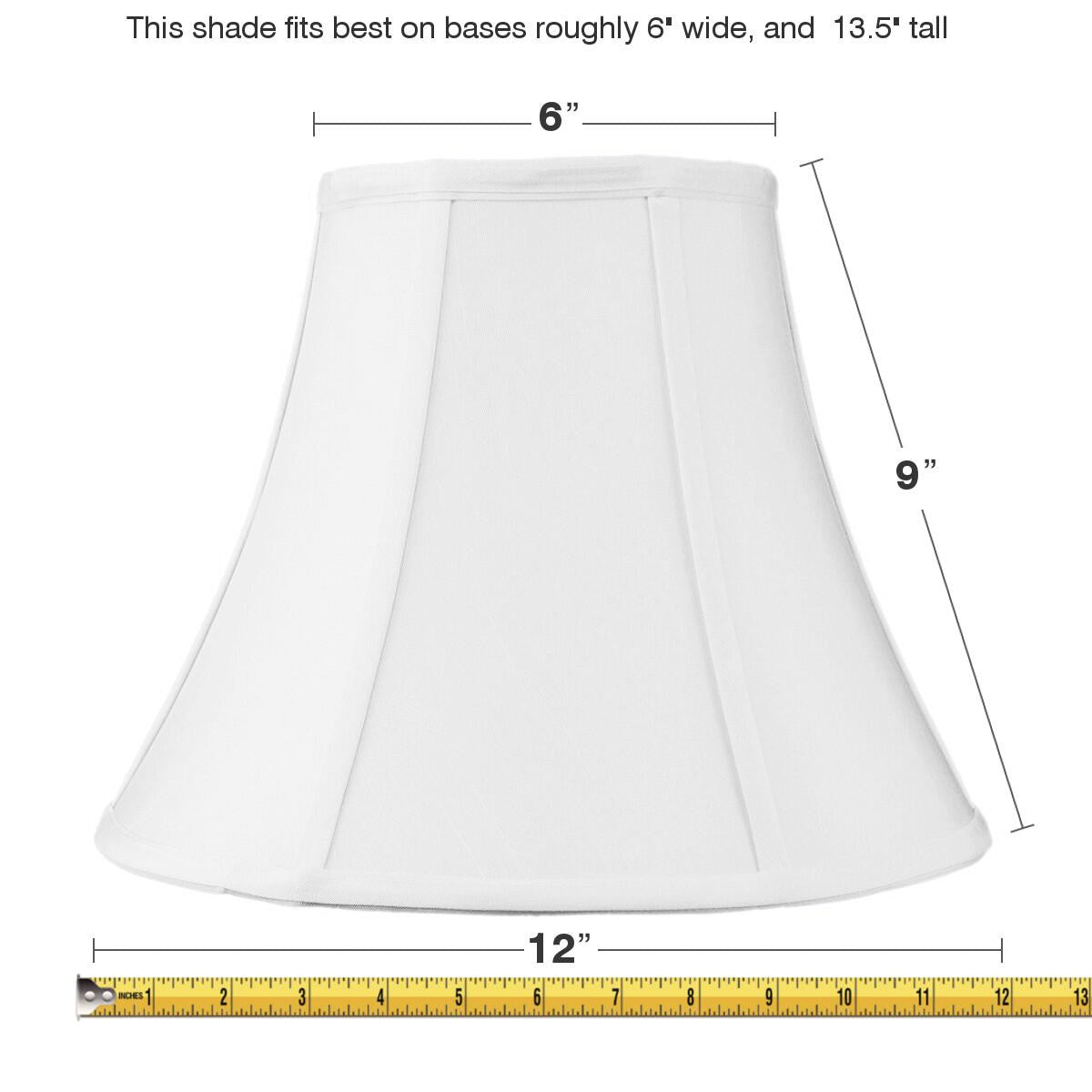 12W x 9H White Shantung Bell Lampshade with SLIP UNO Fitter - Elegant Lighting for Bedroom, Living Room & Dining Room Decor