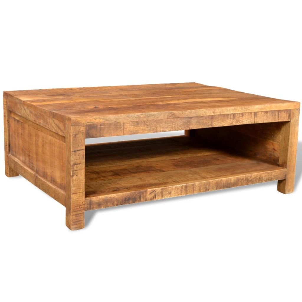 Handmade Solid Mango Wood Square Coffee Table - Vintage Style End Table for Living Room, Bedroom & Office | Rustic Home Decor Furniture