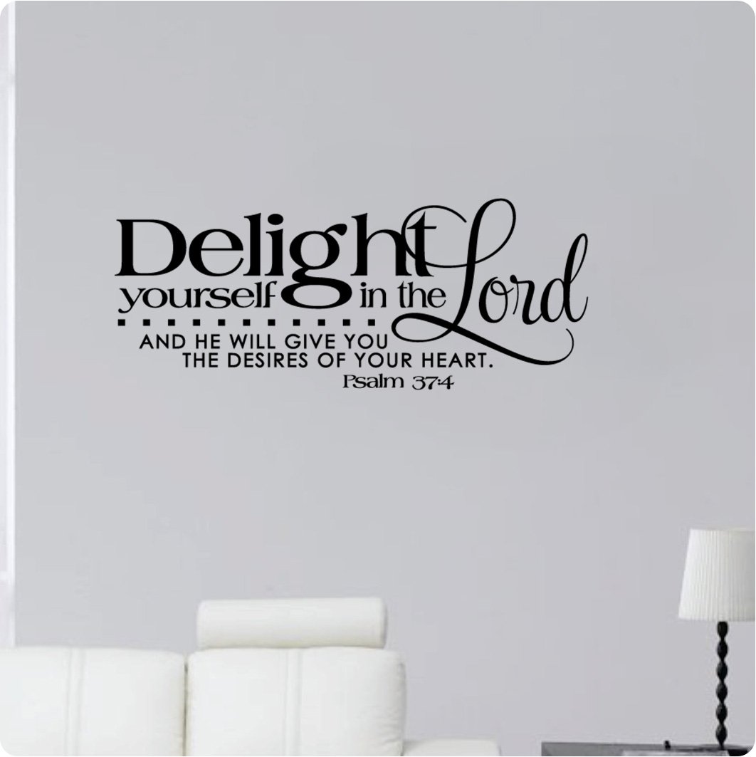 Psalm 37:4 Bible Verse Wall Decal - Christian Home Decor for Living Room