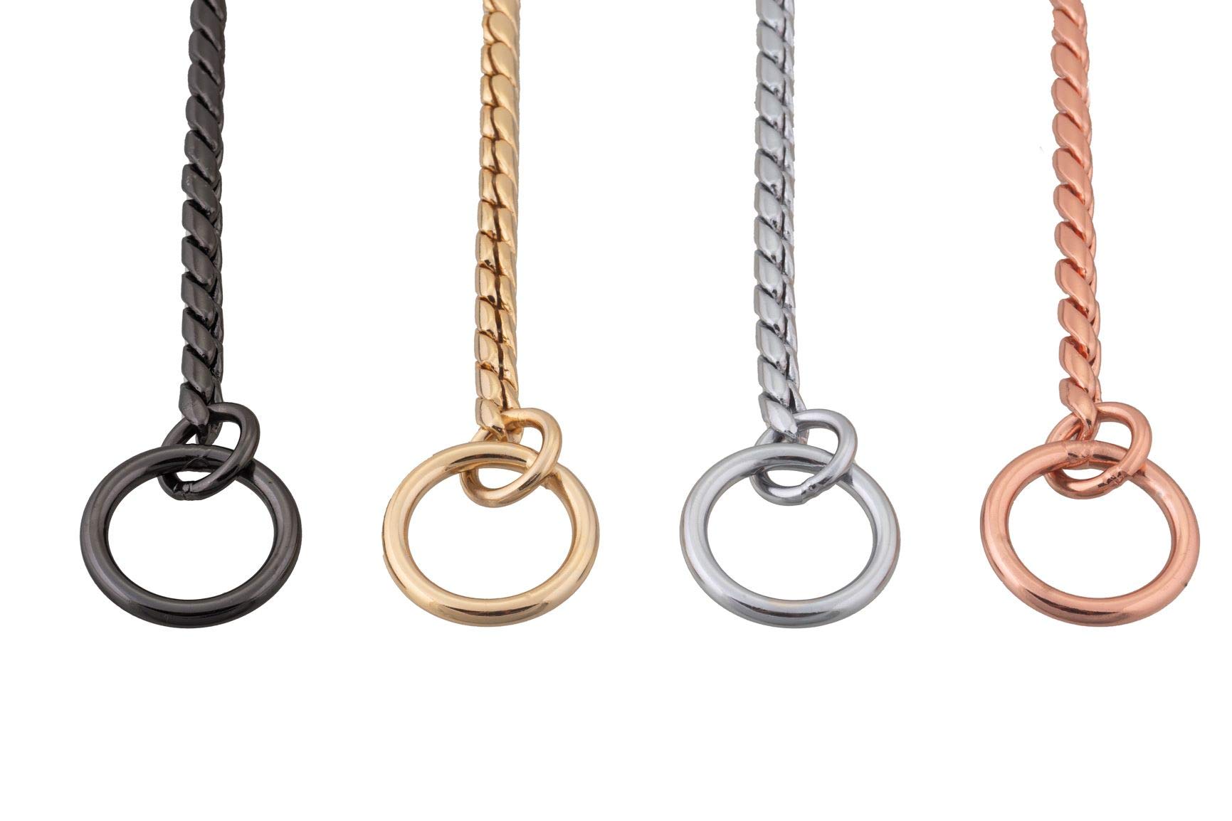 Premium Alvalley Metal Chain Dog Show Collar - Adjustable Brass Snake Chain Slip Collar for Toy, Small, Medium, Large & XL Dogs - 5.5mm Thick Chrome Plated 24