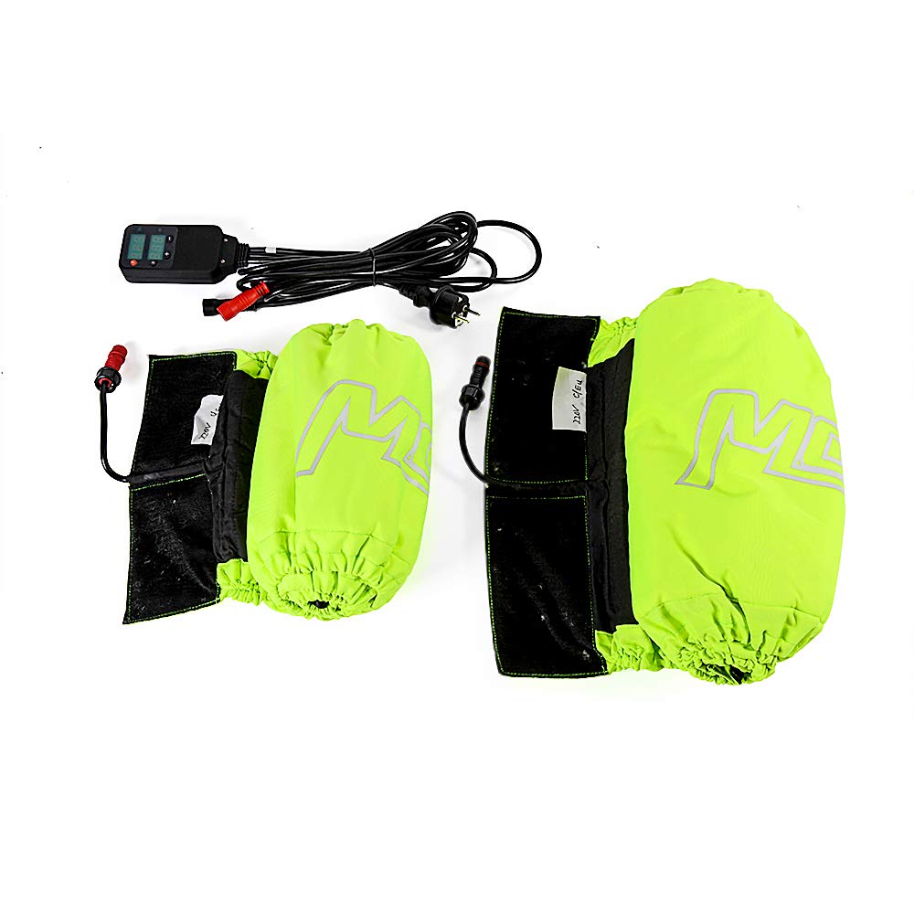 MOTO4U Racing Motorcycle Tire Warmers Set - Front 120 & Rear 180/190/200 with 110V US Plug - Green Digital Display - Superbike Tire Heater Covers for Track Racing, Winter Riding & Performance Enhancement