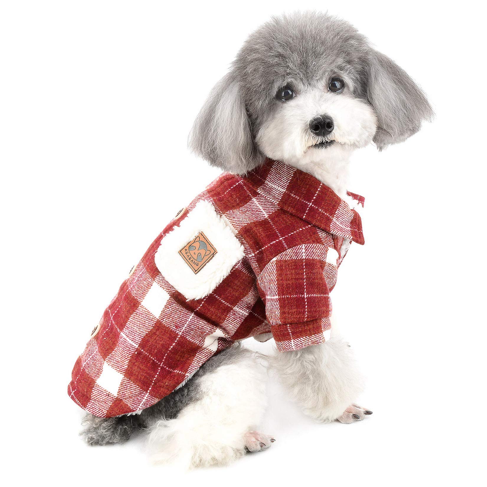 ZUNEA Plaid Fleece-Lined Winter Coat for Small Dogs & Cats - Warm Cold Weather Pet Sweater for Puppies, Girls & Boys (Red, Size M) - Perfect for Outdoor Walks & Winter Adventures