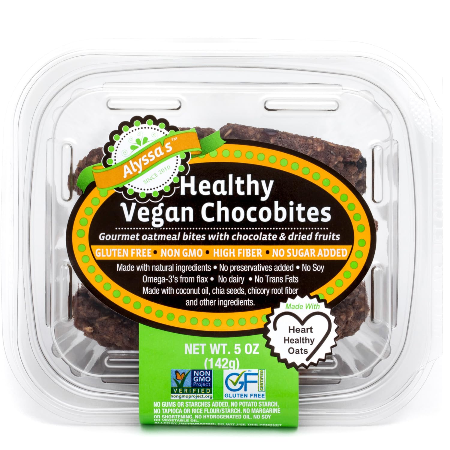 Alyssa's Vegan Chocobites - Gluten Free, Dairy Free, Sugar Free, Low Carb Keto Protein Cookies | Healthy Bakery Snacks for Kids & Adults | 8 Cookies per Box | Perfect for School Lunches, Office Snacks & Keto Diet