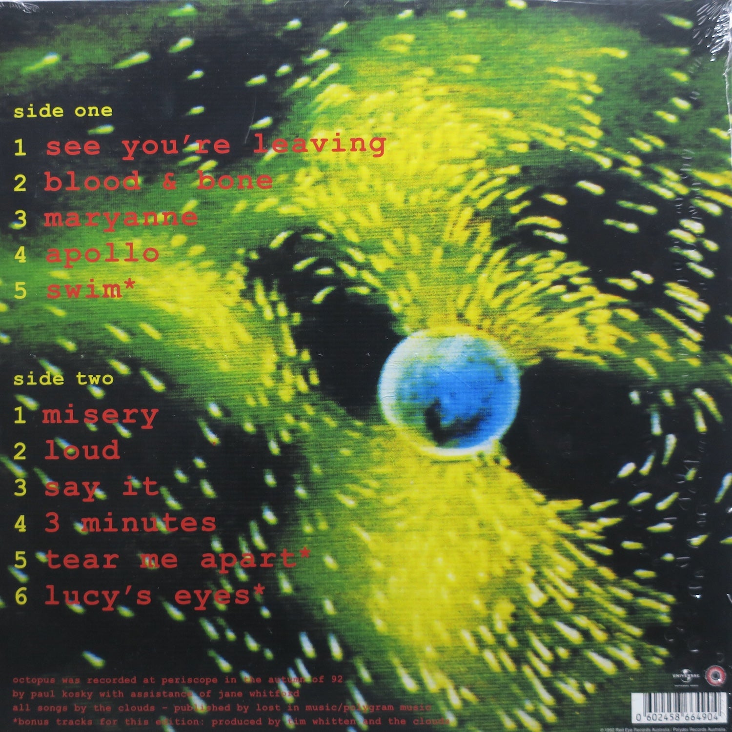 CLOUDS 'Octopus' YELLOW Vinyl LP Record (1992 Australian Indie Rock) - Perfect for Vinyl Collectors & Indie Music Lovers