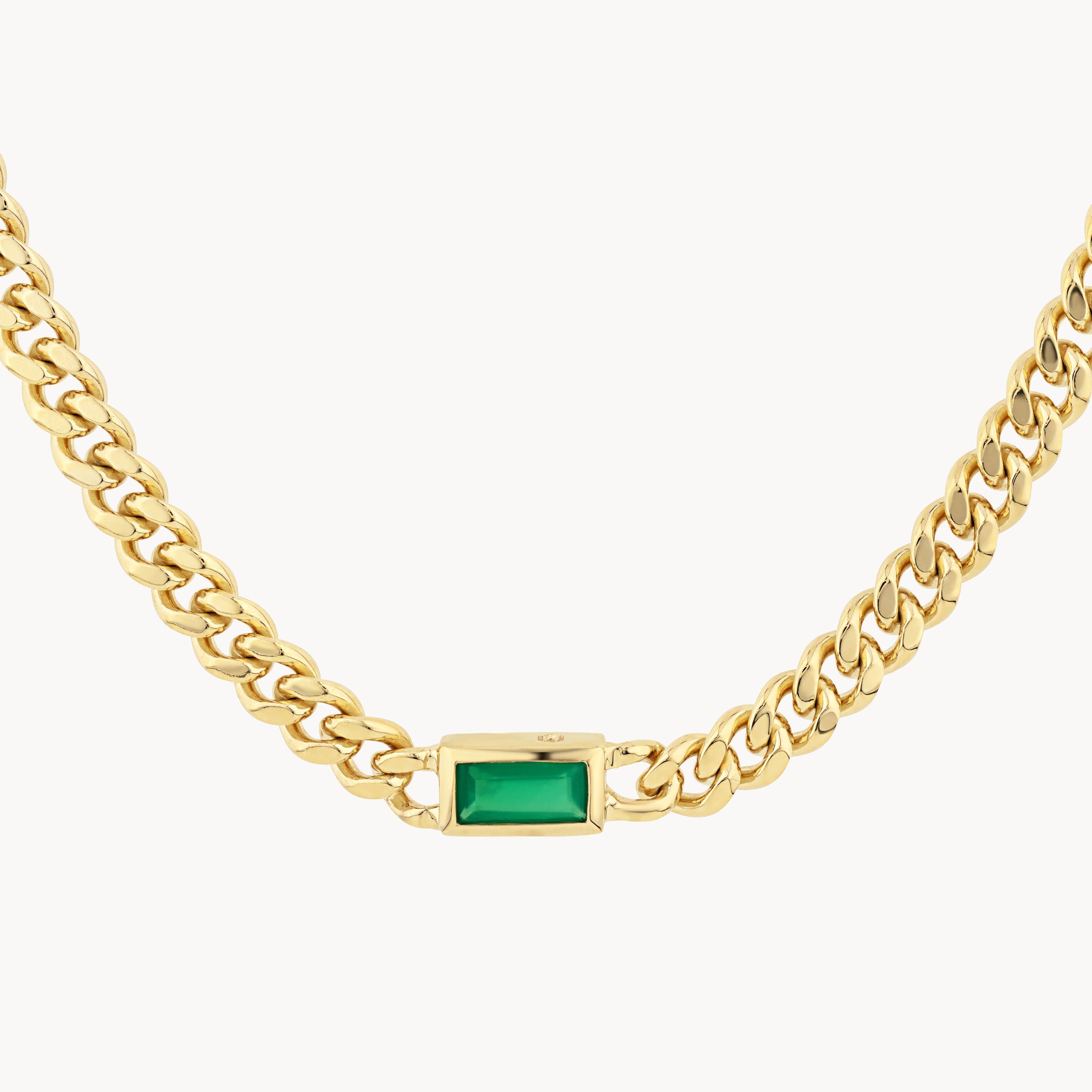 Stylish Green Agate Curb Chain Necklace in Gold - Perfect for Women's Everyday Wear, Gift Giving & Boho Fashion Accessories
