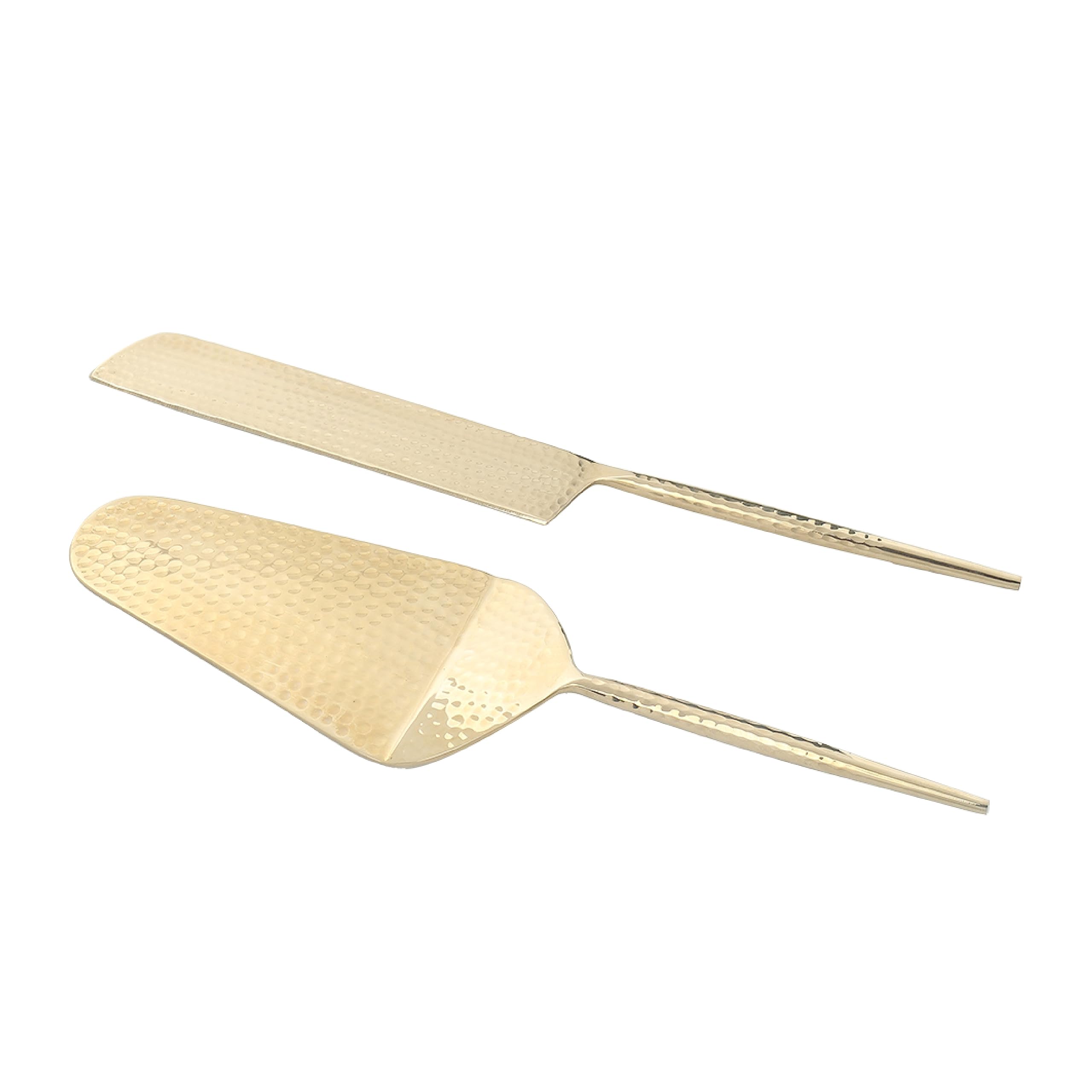 Ellementry Norah Gold Hammered Cake Server Set of 2 - Elegant Cake Cutting Knife & Pastry Server for Wedding, Birthday, Anniversary, Baby Shower - Perfect for Desserts, Pies & Party Celebrations