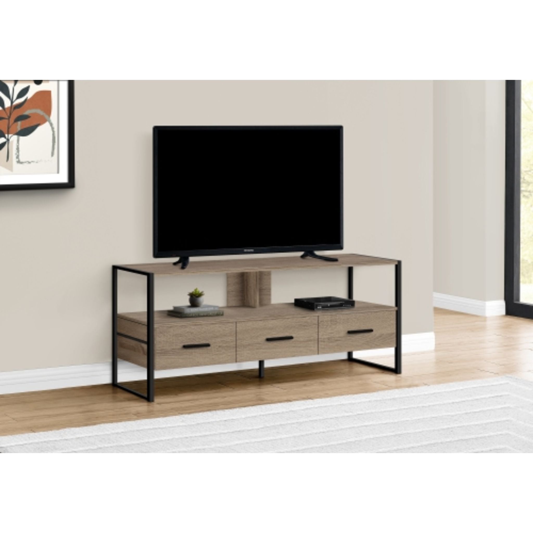 48 Inch TV Stand with Storage - Dark Taupe Modern Entertainment Center for Living Room, Bedroom & Home Theater