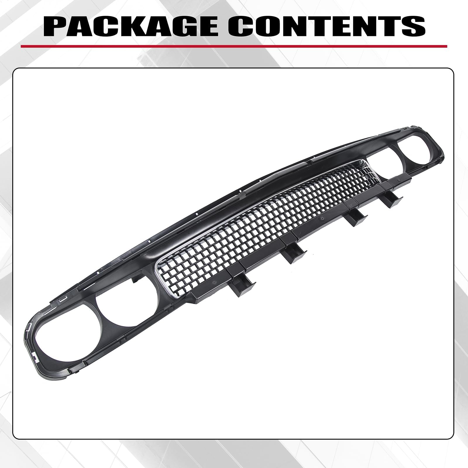 HECASA Chrome Front Bumper Upper Grille Replacement for 2008-2014 Dodge Challenger - Compatible with CH1200338 & 68043388AB - Perfect for Car Restoration & Custom Upgrades