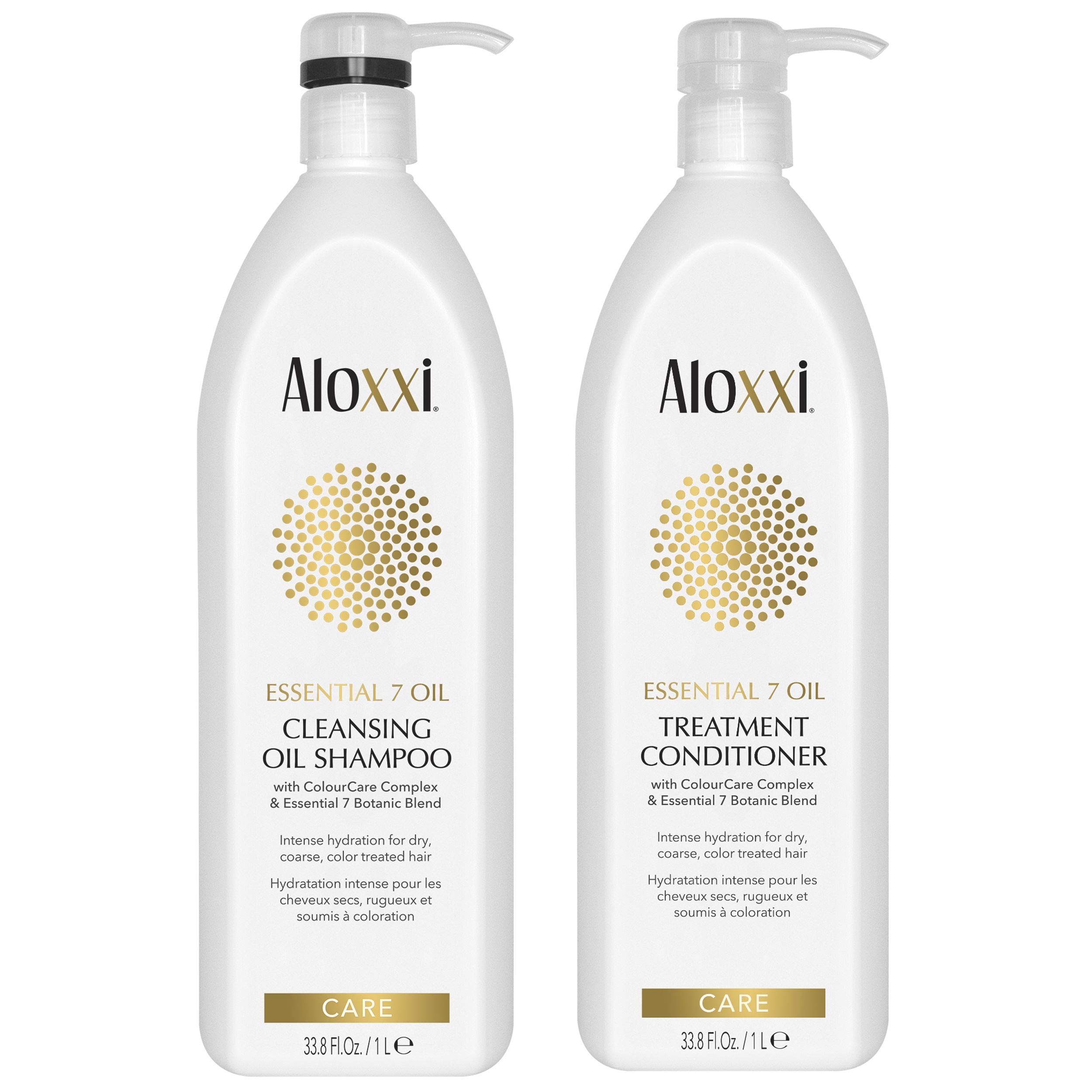 ALOXXI Essential 7 Botanic Blend Oil Cleansing Shampoo & Conditioner Set - 33.8 oz for Dry, Damaged Hair - Sulfate-Free, Nourishing Hair Care for Daily Use at Home or Salon