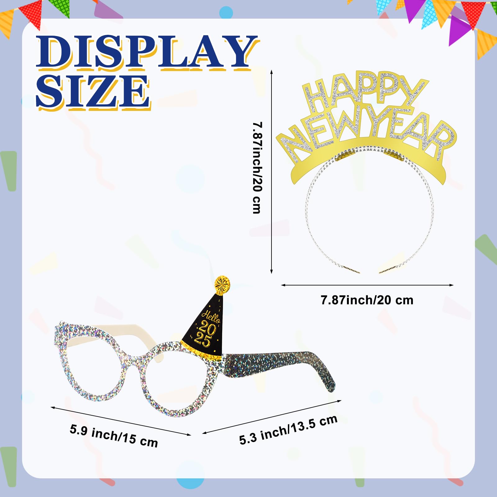 Yunsailing 36-Piece New Year's Eve Party Supplies Set - 2025 Glasses & Black Silver Gold Headbands for NYE Celebrations - Perfect for Countdown Parties, New Year Gifts & Festive Gatherings