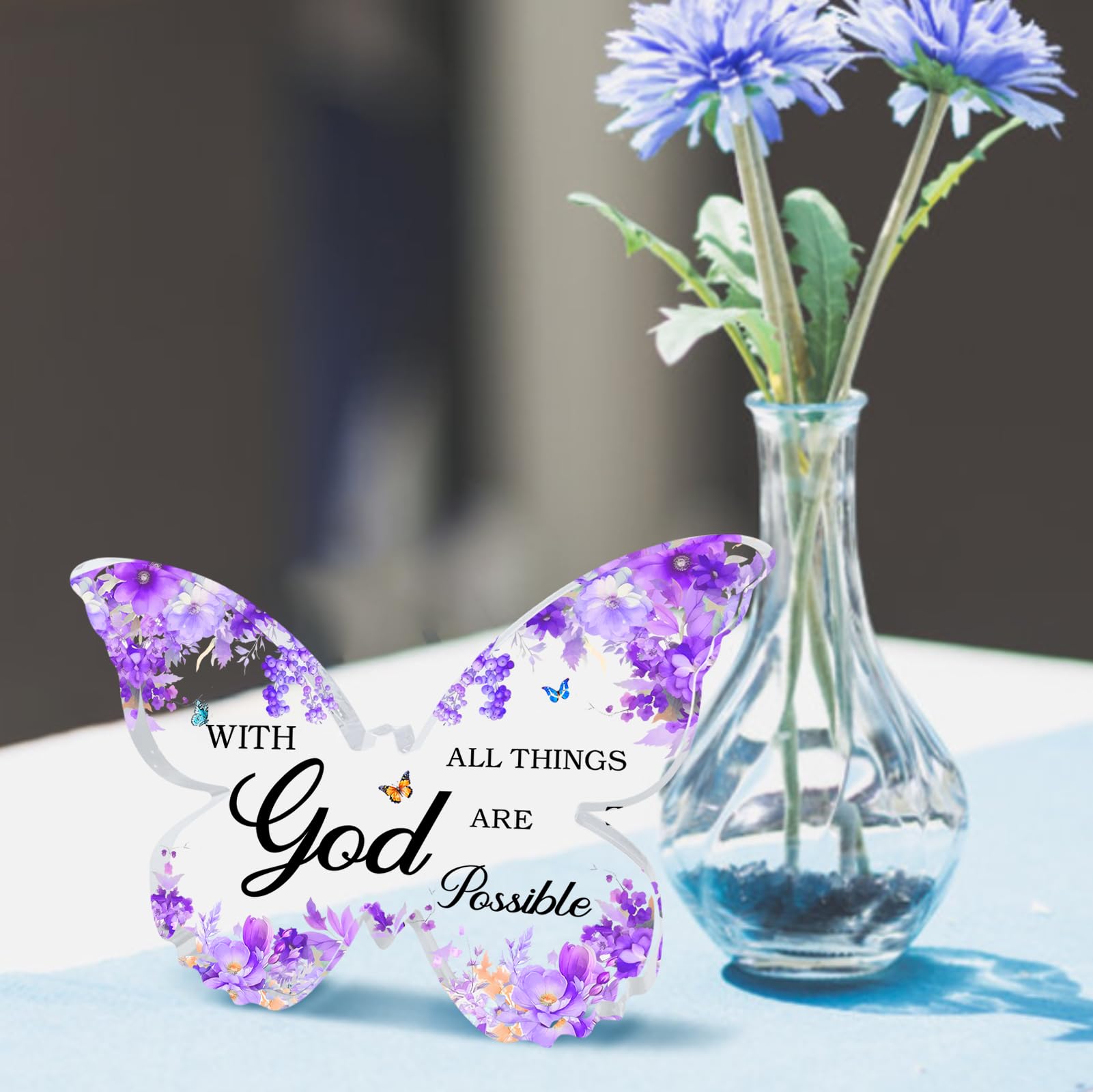 Inspirational Purple Desk Decor for Women - Elegant Office & Home Table Decoration, Religious Gift Idea for Birthday & Special Occasions | Perfect for Workspace Motivation & Spiritual Spaces