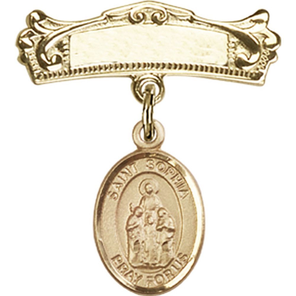St. Sophia Gold Filled Baby Badge with Charm - 7/8