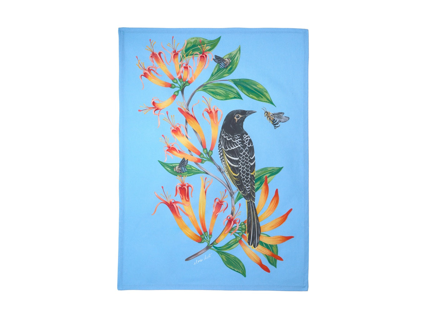 Maxwell & Williams Eloise Short Lyric Tea Towel 50x70cm (19.7x27.6in) - Regent Honeyeater Design - Premium Cotton Kitchen Towel for Drying Dishes, Cleaning, and Decorating - Perfect for Home, Kitchen, and Gift Giving