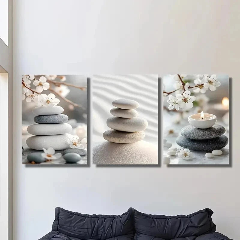 3-Piece Zen Art Metal Print Set - Mind Purifying Yoga Wall Decor Ready to Hang | Perfect for Meditation Rooms, Yoga Studios & Home Office