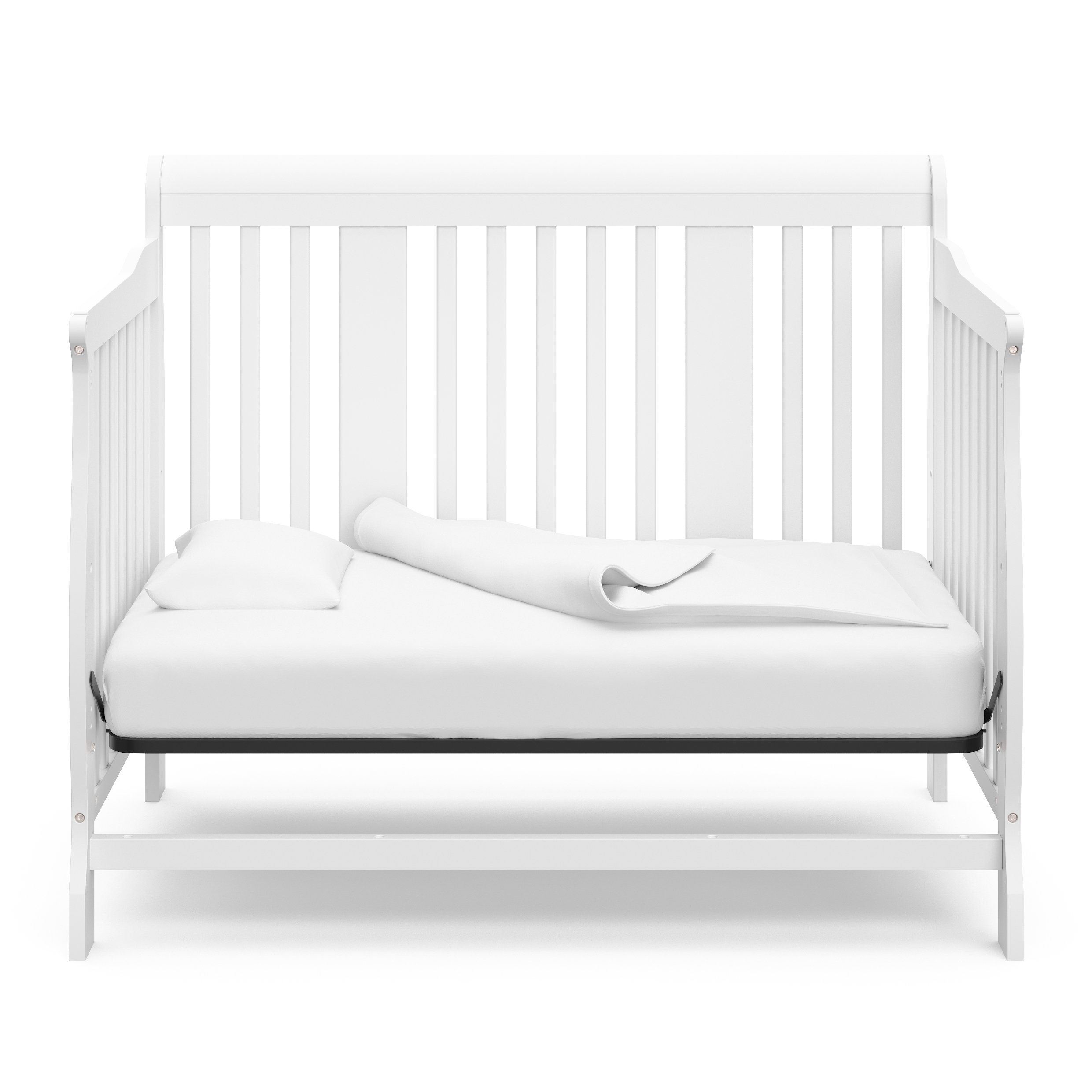 Storkcraft Tuscany 4-in-1 Convertible Crib in White | Toddler Bed, Daybed & Full Size Bed Conversion | 3-Level Adjustable Height | Nursery & Kids Room Furniture (Mattress Not Included) | Perfect for Newborns to Teens Growing Needs