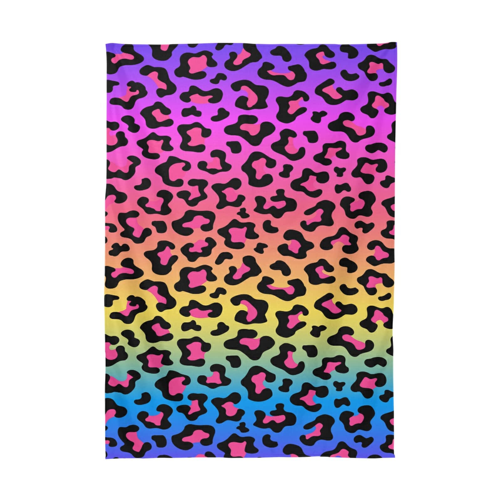 ALAZA Oblong Tablecloths 60 x 108 Inch, Neon Rainbow Leopard Print Party Tablecloth, Durable Dining Room Table Cover for Holidays, Birthdays, and Festive Gatherings