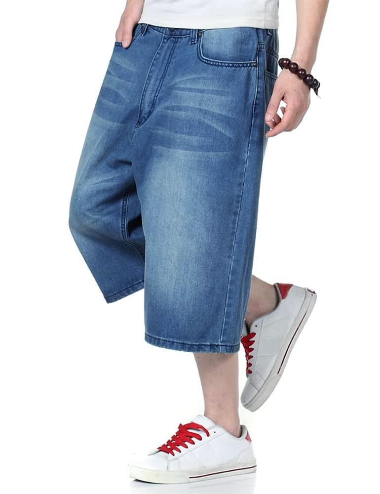 IDEALSANXUN Men's Baggy Jean Shorts - Loose Fit Denim Jorts for Casual Wear | Perfect for Summer, Beach, and Street Style