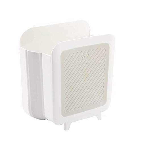 Foldable Hanging Trash Bin for Kitchen Cabinet - Compact Under Sink Garbage Can, Small Waste Basket for Dorm, Office & Car - Space Saving White Trash Can for Kitchen Drawer, Bathroom & RV Use