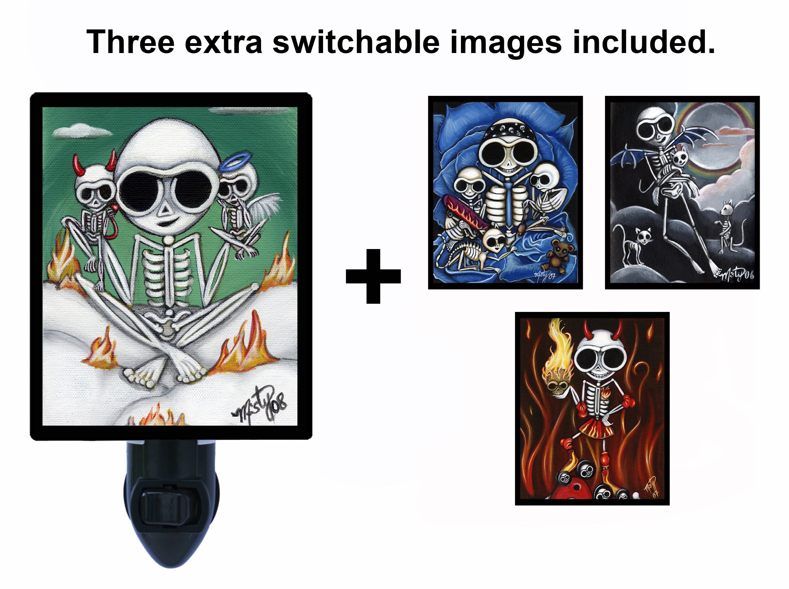 Switchable LED Night Light with Skeleton & Fantasy Designs - Perfect for Kids' Rooms, Halloween Decor & Bedtime Comfort