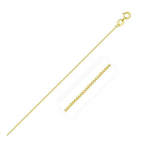 14K Yellow Gold Classic Box Chain Necklace 0.6mm Thin 18 Inch - Elegant Layering Jewelry for Women, Perfect for Everyday Wear & Gift Giving
