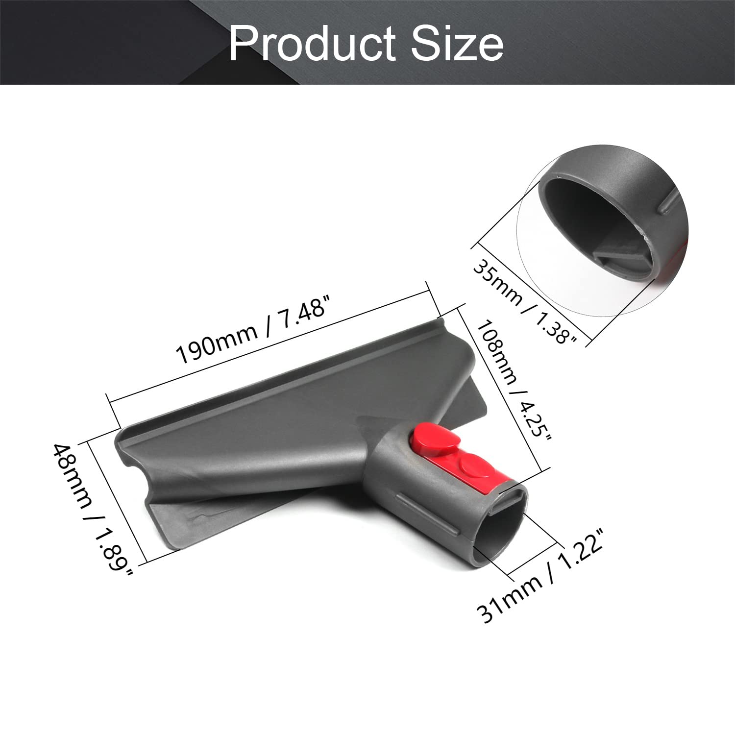 Othmro 1Pcs 190mm Plastic Gray Vacuum Cleaner Crevice Tool - Quick Release Nozzle Head for Home Cleaning | Compatible with Most Vacuums | Perfect for Tight Spaces, Mattress Edges & Furniture Gaps