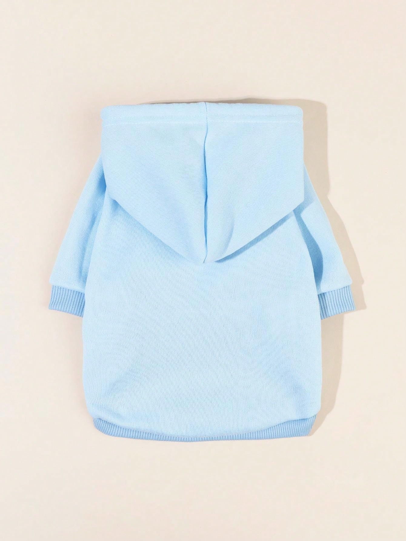 QWINEE Light Blue Dog Hoodie & Cat Apparel - Warm Pet Jacket for Small Medium Dogs & Puppies - Cozy Winter Outfit for Indoor/Outdoor Activities