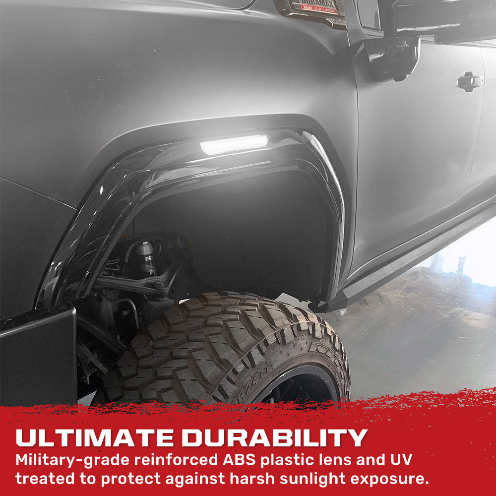 GMC Sierra HD 2500/3500 (4th Gen) Ultra Bright LED Fender Lenses - 4 Piece Set for Enhanced Visibility & Style | Multiple Options Available | Perfect for Off-Roading & Night Driving