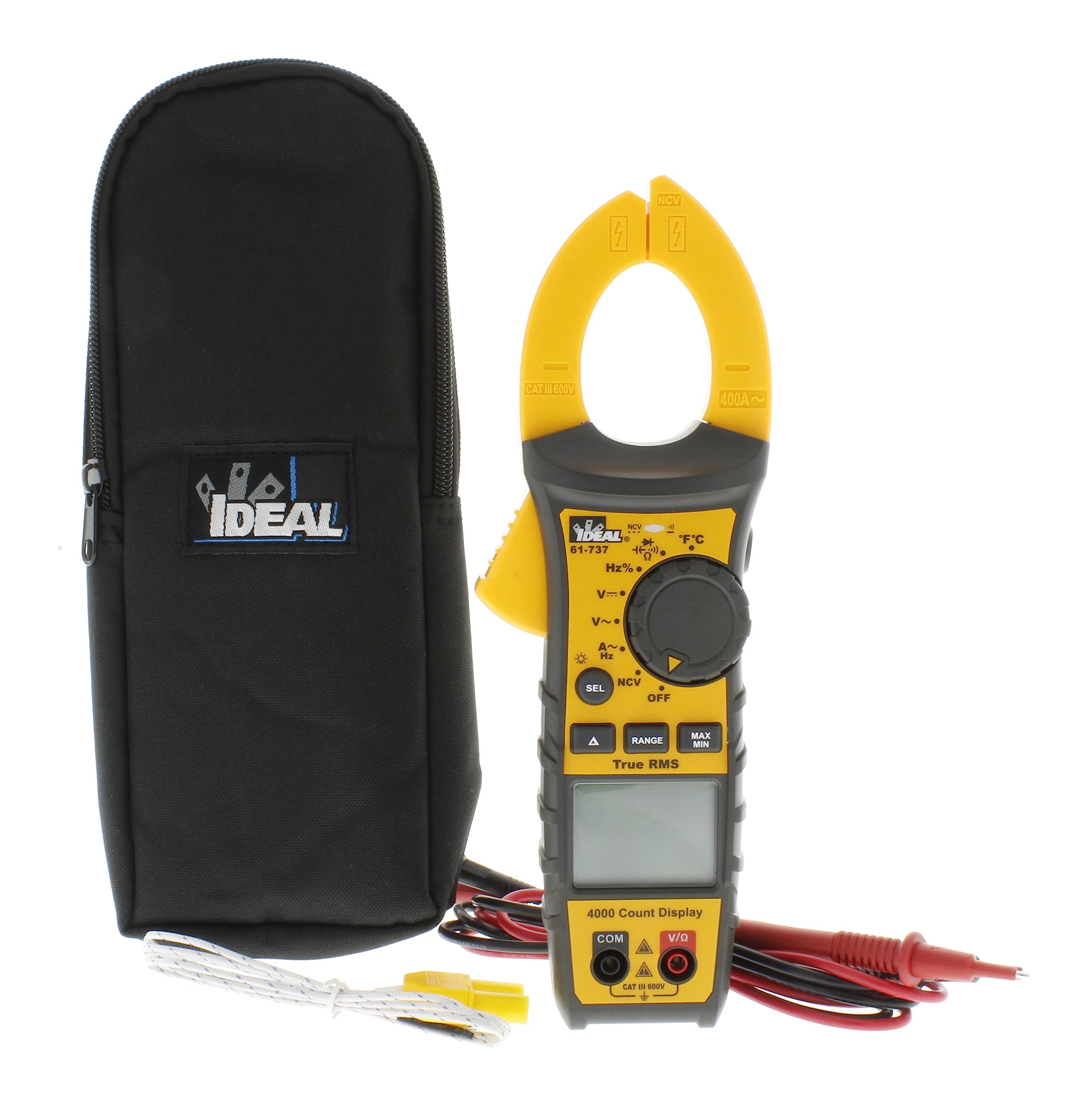 IDEAL INDUSTRIES INC. 61-737 Digital AC Clamp Meter 400 Amp 600V - Professional Electrical Tester for HVAC, Automotive & Industrial Use