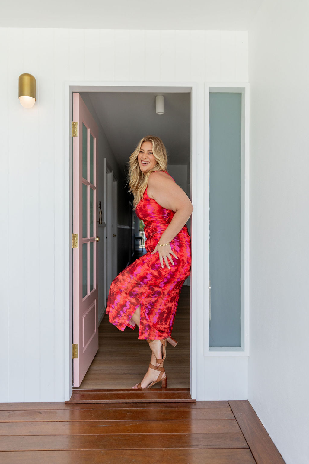 Teagan Mesh Midi Dress in Red | Flowy Summer Dress for Women | Perfect for Beach Vacations, Date Nights & Outdoor Parties