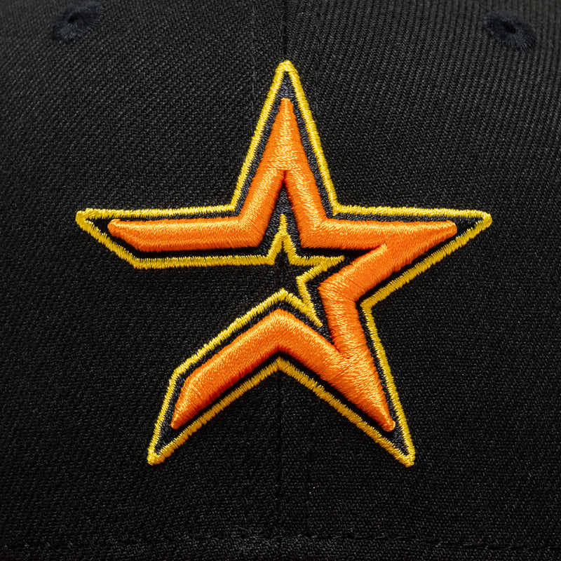 New Era x Politics Houston Astros 59FIFTY Fitted Cap - Black/Scarlet - Official MLB Baseball Hat for Men - Perfect for Games, Collecting & Streetwear Fashion
