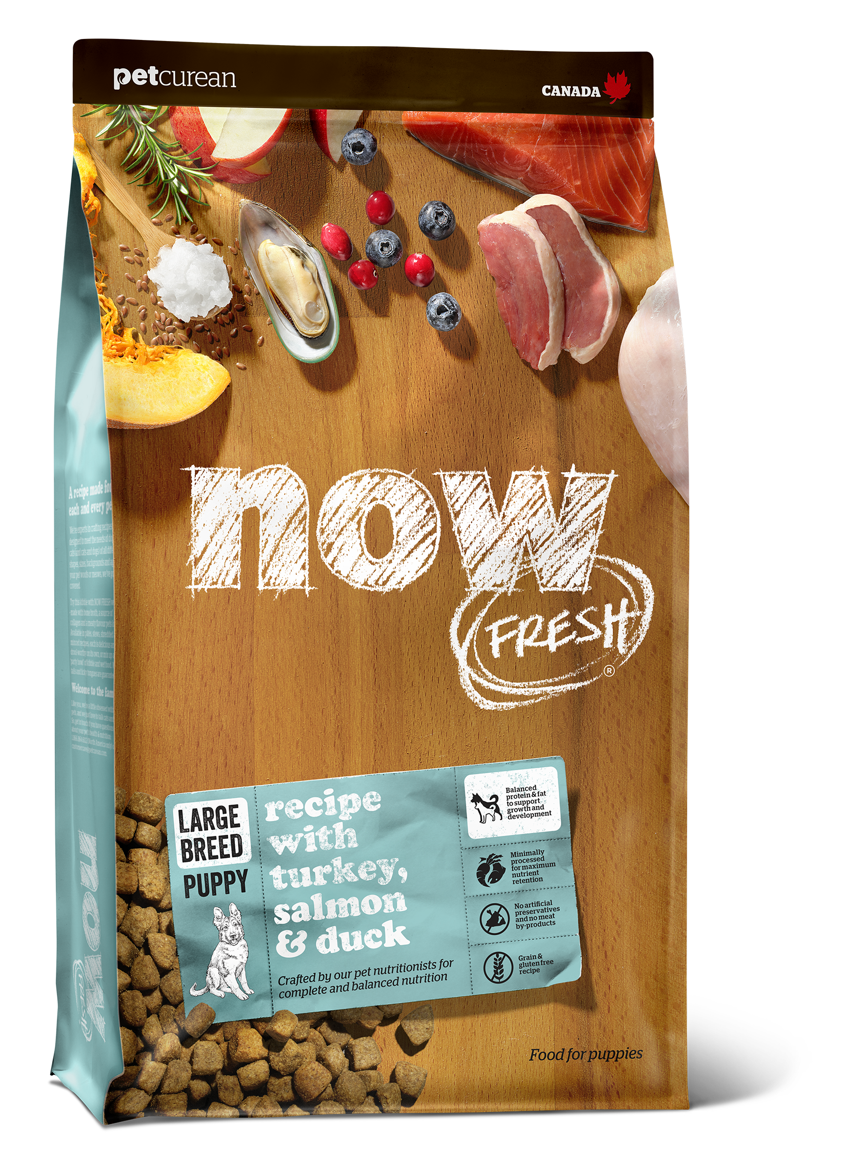 Petcurean Now Fresh Grain Free Dry Dog Food for Large Breed Puppies - High Protein, Natural Ingredients for Healthy Growth & Development - Perfect for Active Puppies & Large Breed Dogs