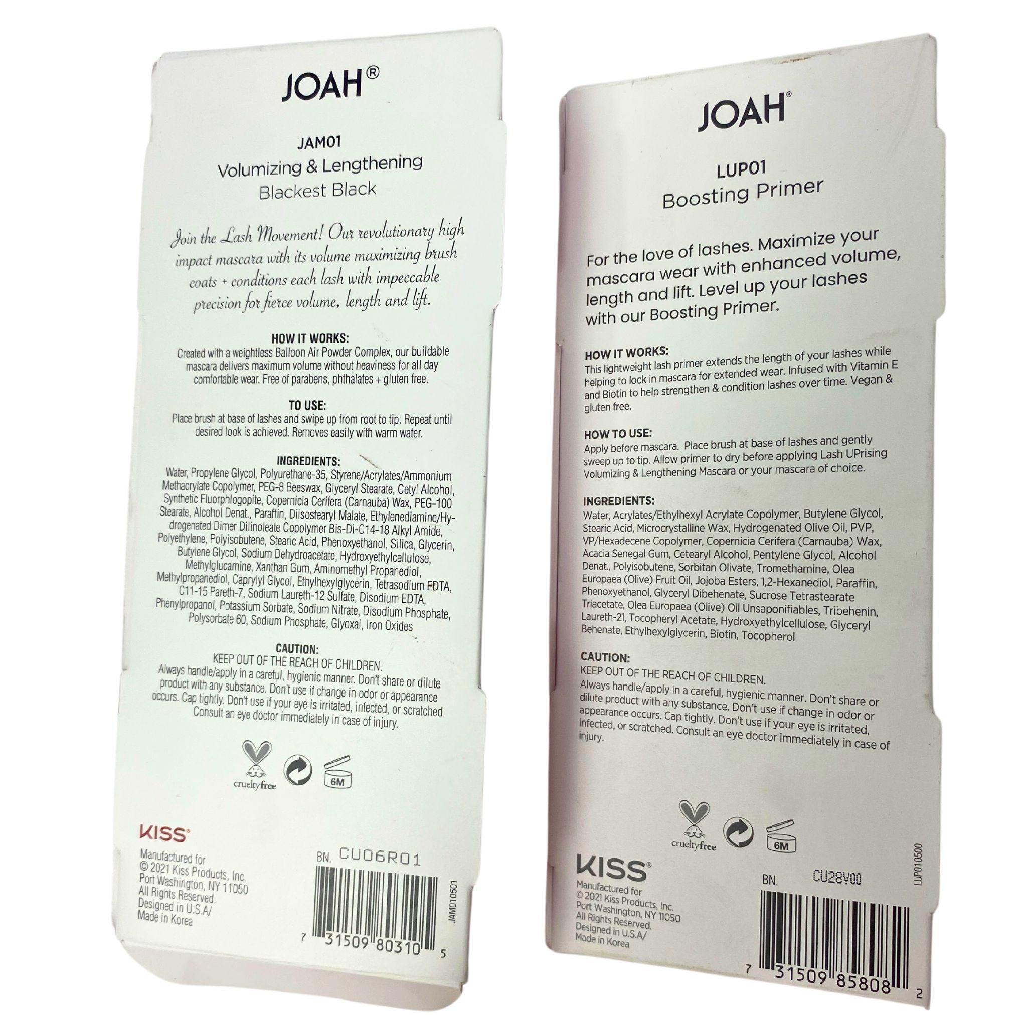 Joah Lash Up Rising Boosting Primer & Volumizing Mascara - 80 Pcs Bulk Set for Long-Lasting Volume & Stronger Lashes | Perfect for Daily Use, Special Occasions & Professional Makeup Artists