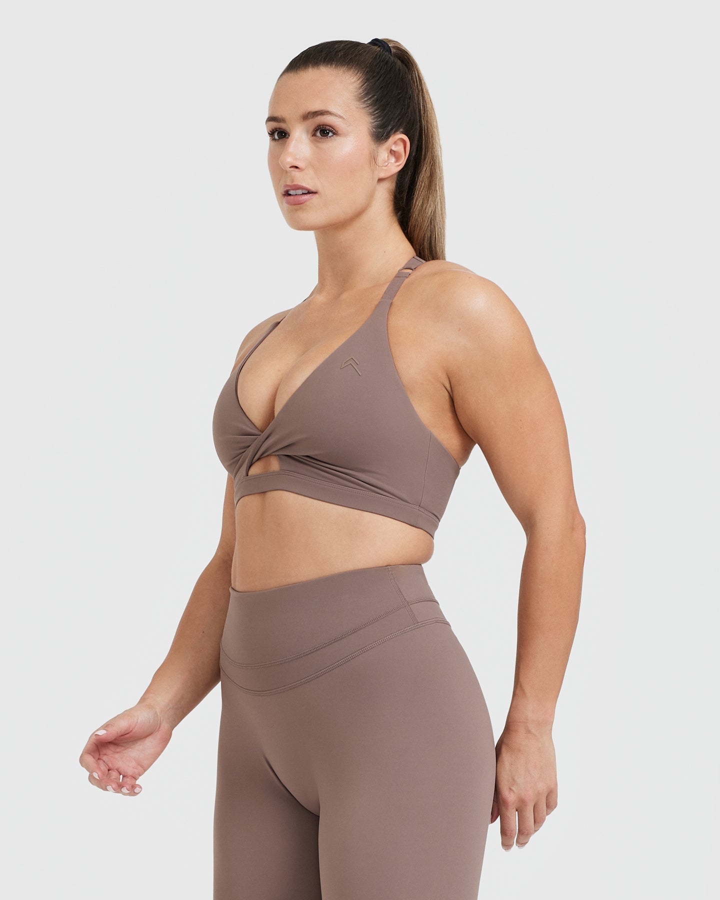 High Support Unified Twist Sports Bra for Women - Cool Brown | Yoga, Running, Gym & Workout Essentials