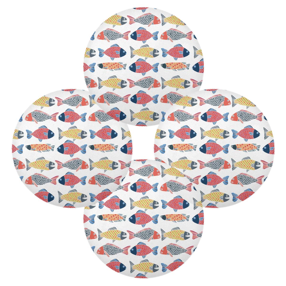 Cute Cartoon Fish Placemats Set - 15.4 Inch Non-Slip Dining Table Mats for Holiday & Home Decor | Waterproof Kitchen Mats for Parties, Daily Use & Gift Giving