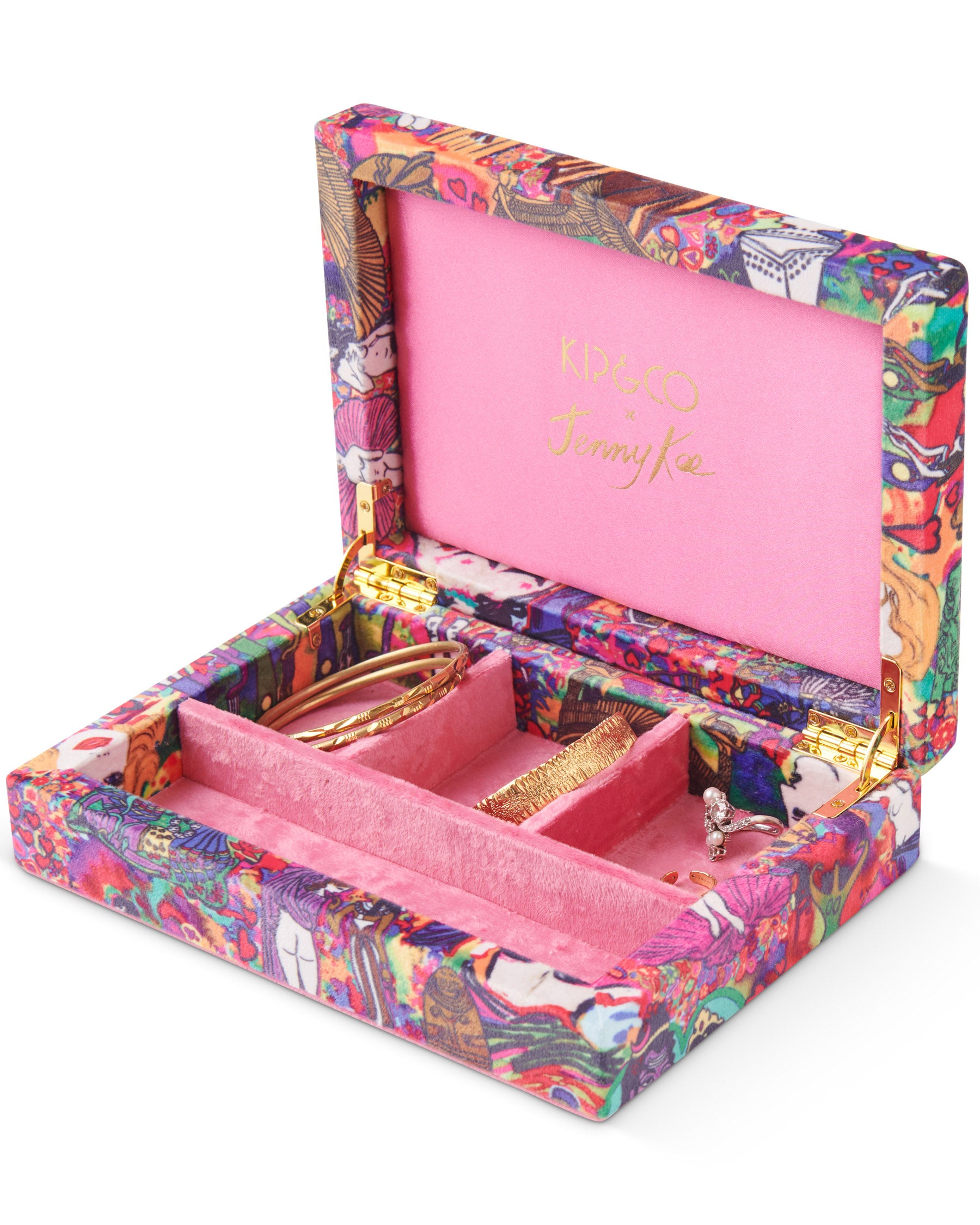 Kip&Co x Jenny Kee Goddesses Velvet Jewelry Box Small - Elegant Storage for Rings, Necklaces & Earrings | Perfect Gift for Women, Birthday & Anniversary Present