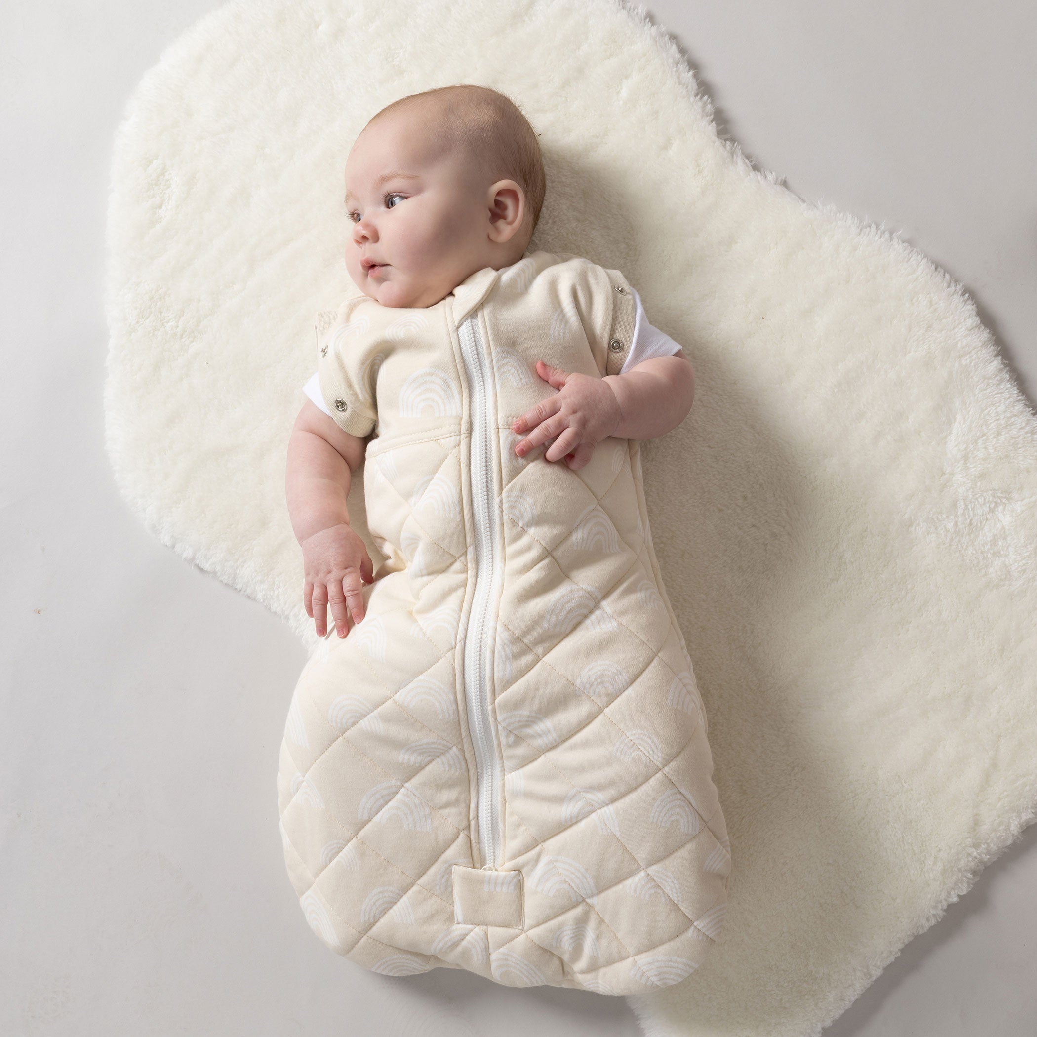 Nordic 2.5 TOG Swaddle Sleep Bag for Babies - Soft & Breathable Cotton Sleeping Sack - Perfect for Nursery, Daycare & Travel (Sand Color)