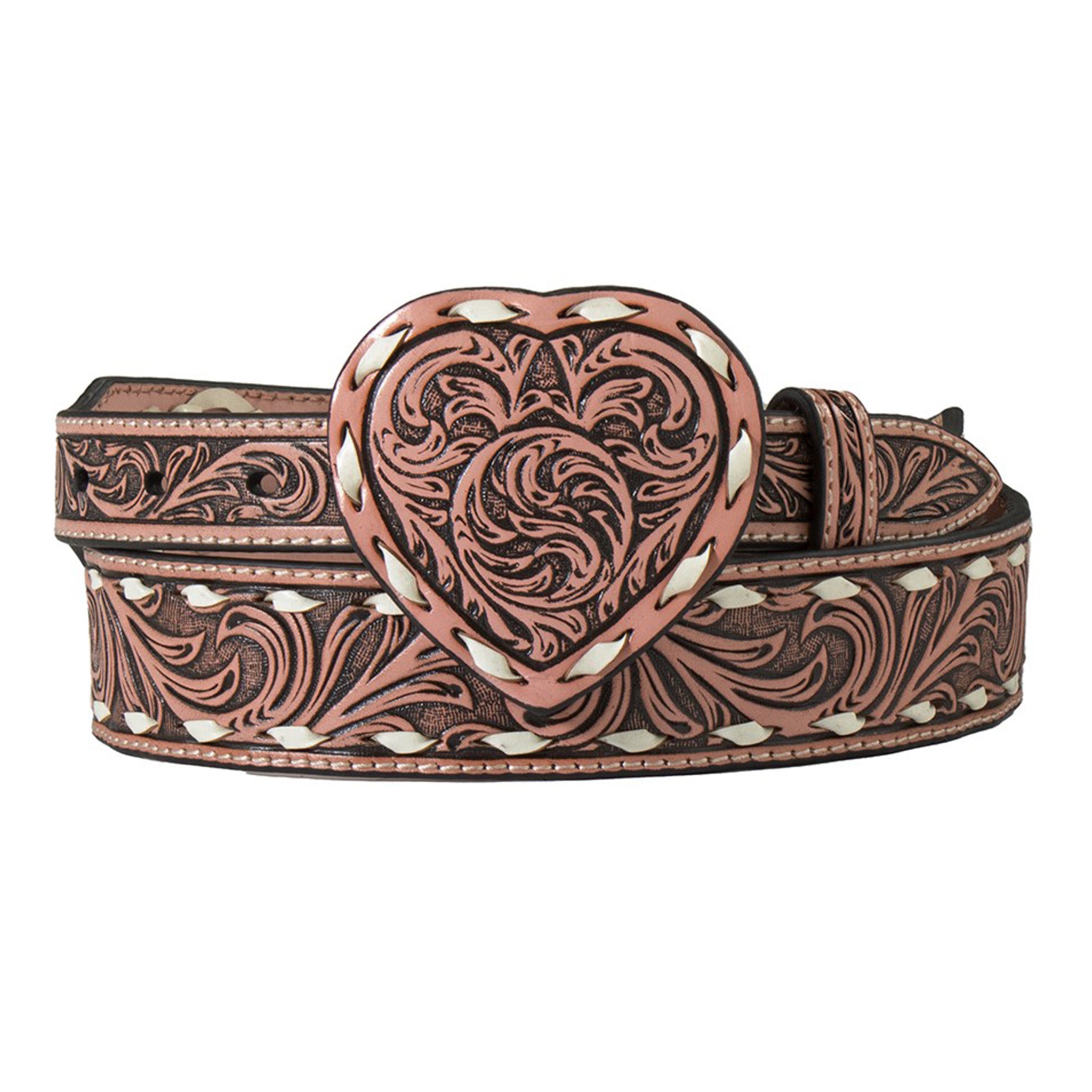 Angel Ranch Women's Fashion Belt - Genuine Leather Embossed Heart Design Waist Belt for Jeans, Dresses & Outfits | Perfect for Casual, Office & Date Night Styles
