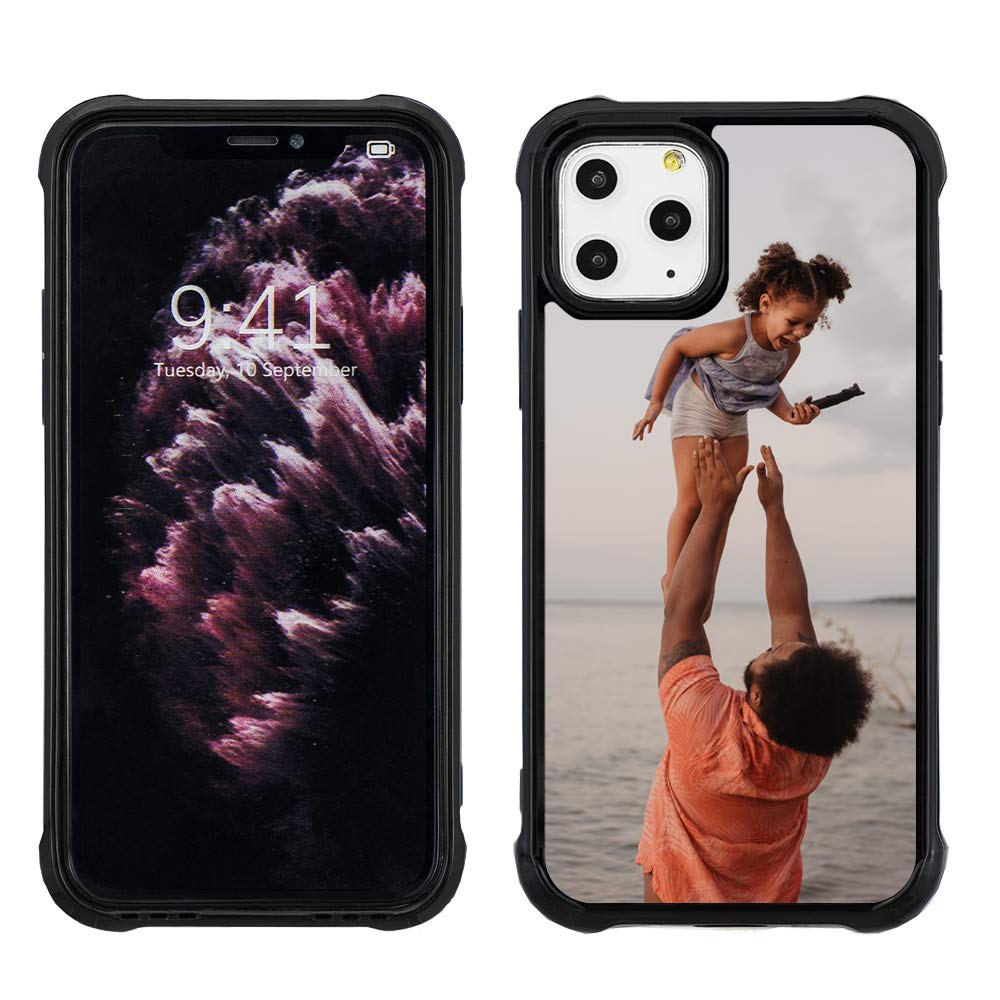 Custom iPhone 11 Pro Max Case with Photo/Text Personalization - Soft TPU Bumper & Clear PC Back Cover | Perfect for Gifts, Travel Protection & Everyday Use (PHT-BK-P1)