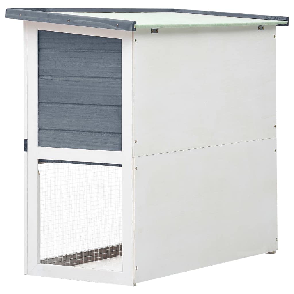 Premium Rabbit Hutch for Small Animals - Guinea Pig Cage, Bunny House with Run | Indoor & Outdoor Wooden Pet Enclosure (1 Door, Gray) | Perfect for Backyard, Patio & Home Use