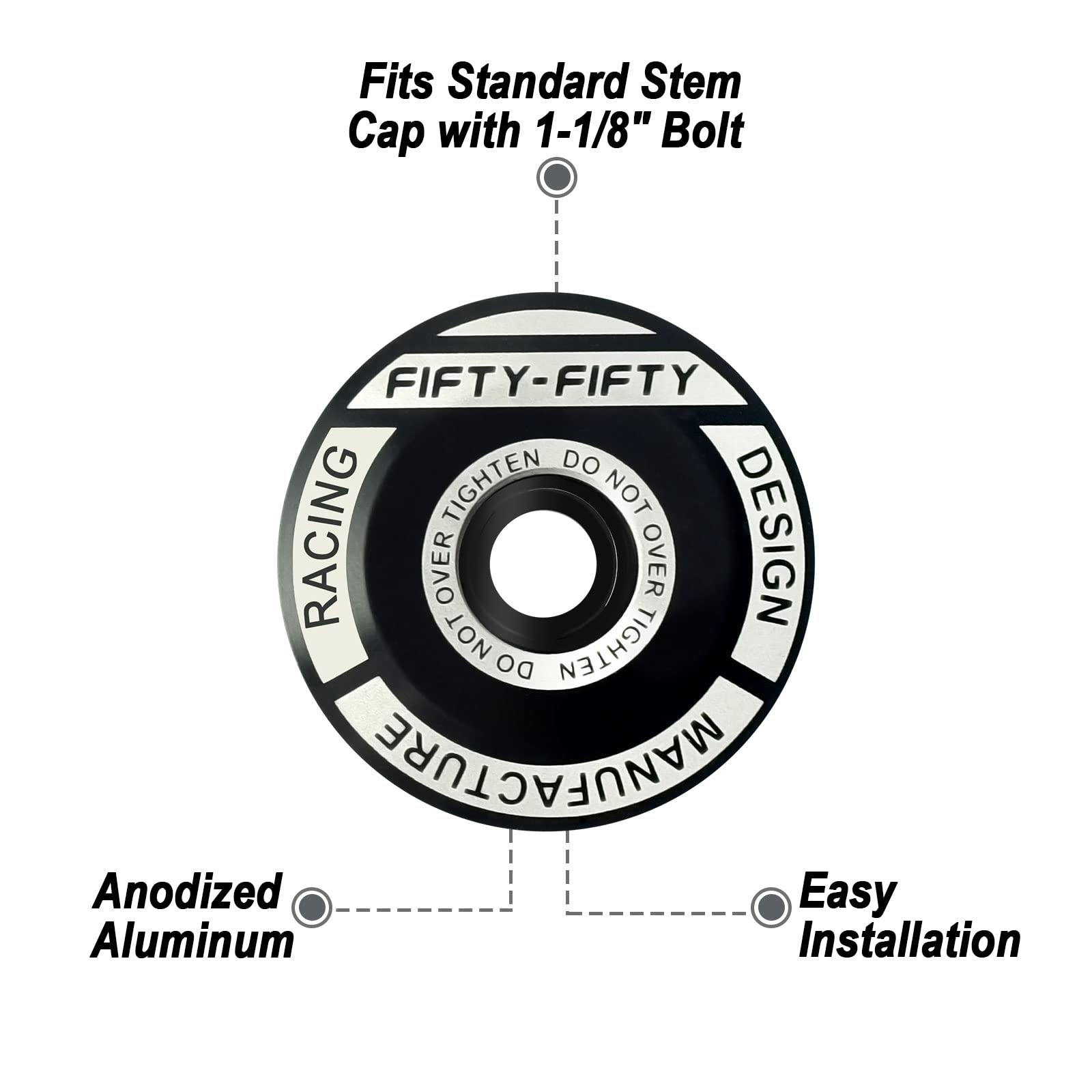 High-Performance FIFTY-FIFTY Aluminum Alloy Mountain Bike Stem - 1-1/8