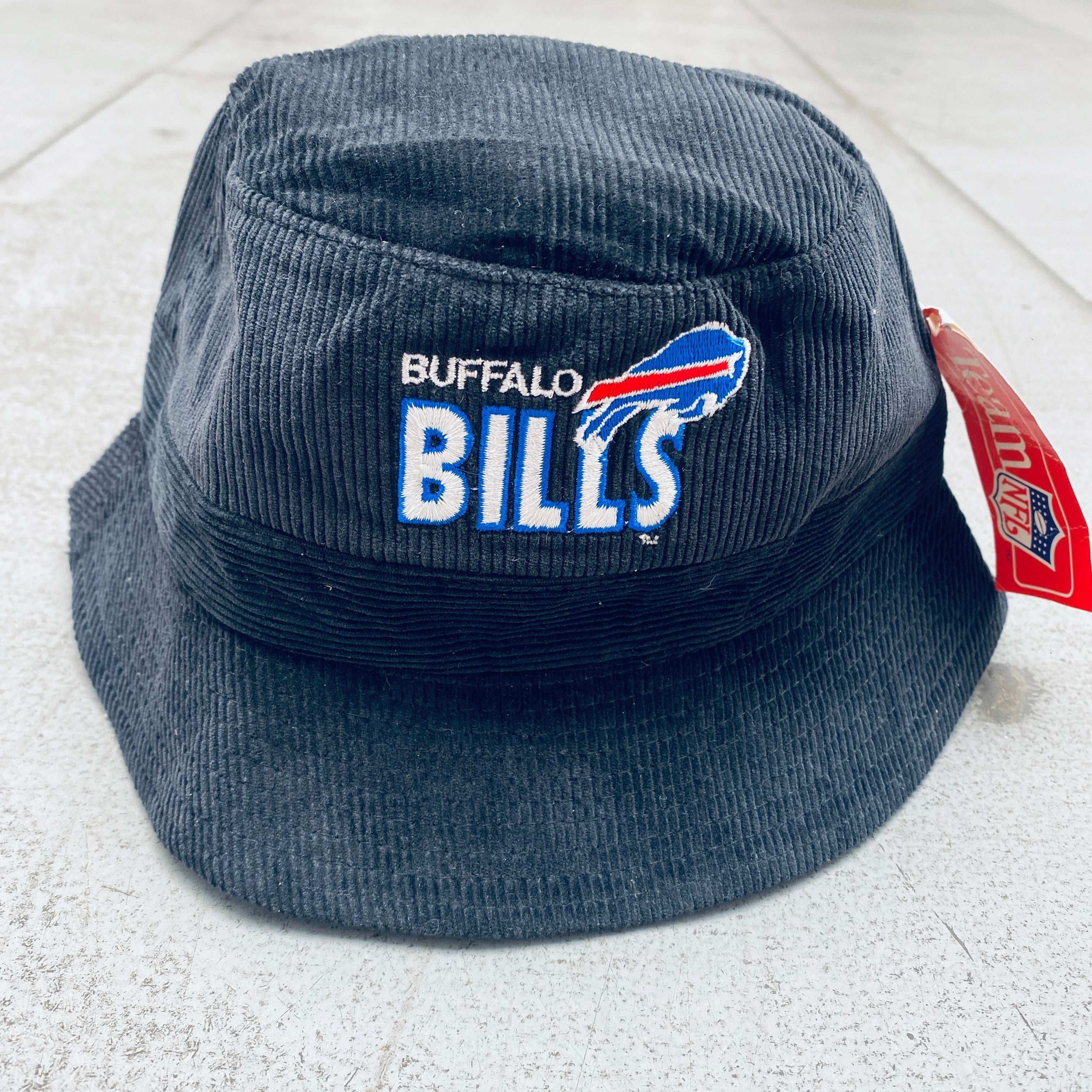 Buffalo Bills 1991 Corduroy Embroidered Bucket Hat NWT - Vintage NFL Fan Gear for Game Day & Outdoor Activities