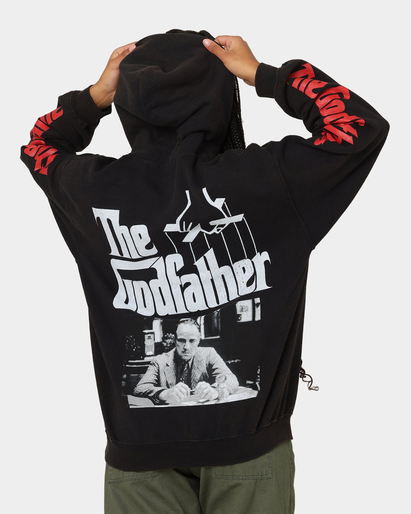 The Godfather Vintage Hoodie - Black Wash Distressed Cotton Pullover | American Thrift Streetwear | Perfect for Movie Fans & Retro Fashion Lovers