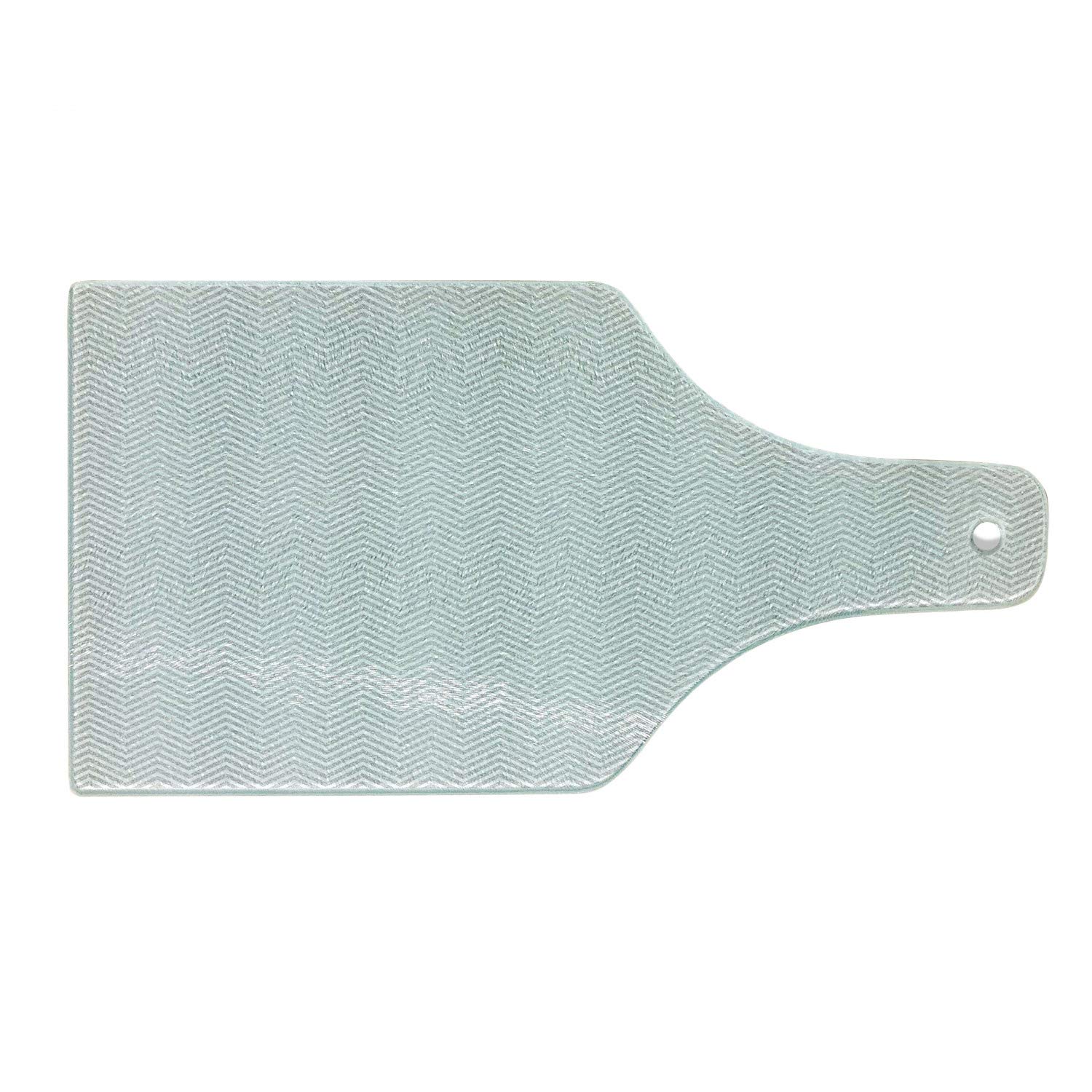 Ambesonne Grey Chevron Cutting Board - Zigzag Stripes Urban Design, Tempered Glass Serving Board for Kitchen & Dining - Wine Bottle Shape, White & Pale Grey - Perfect for Charcuterie, Cheese, and Wine Pairing