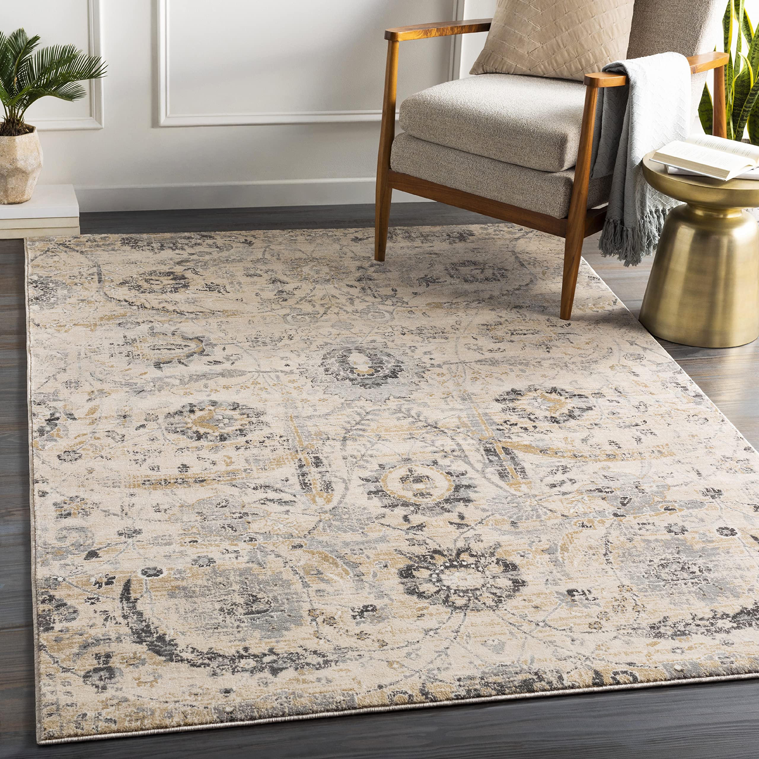 Mark&Day Avellino 6x9 Traditional Beige & Grey Area Rug - Soft Living Room, Bedroom, Kitchen Carpet (6'7