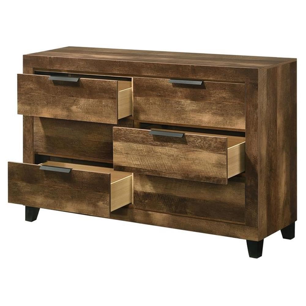 Acme Morales 6-Drawer Rustic Oak Wooden Dresser - Perfect for Bedroom Storage & Closet Organization