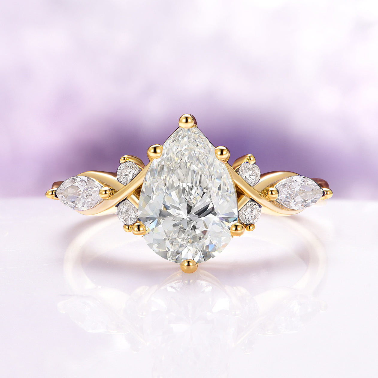 Feyra Lab Grown Diamond Engagement Ring Set - 14K Solid Yellow Gold Wedding Band (IGI Certified) | Perfect for Proposals, Anniversaries & Bridal Jewelry