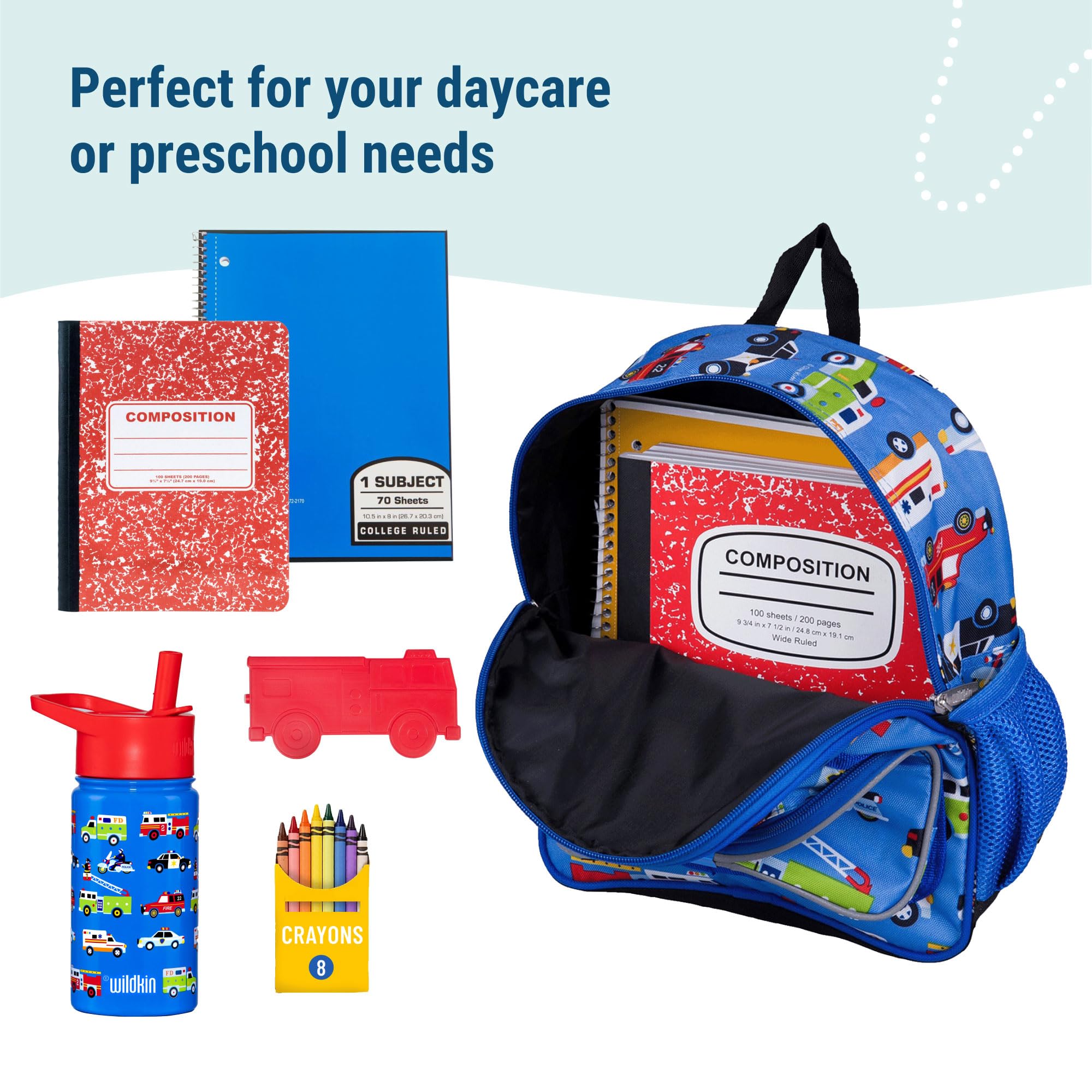 Wildkin Toddler Backpack for Boys & Girls - Durable Kids School Backpack with Construction Theme, Perfect for Preschool & Daycare (Set of 1)