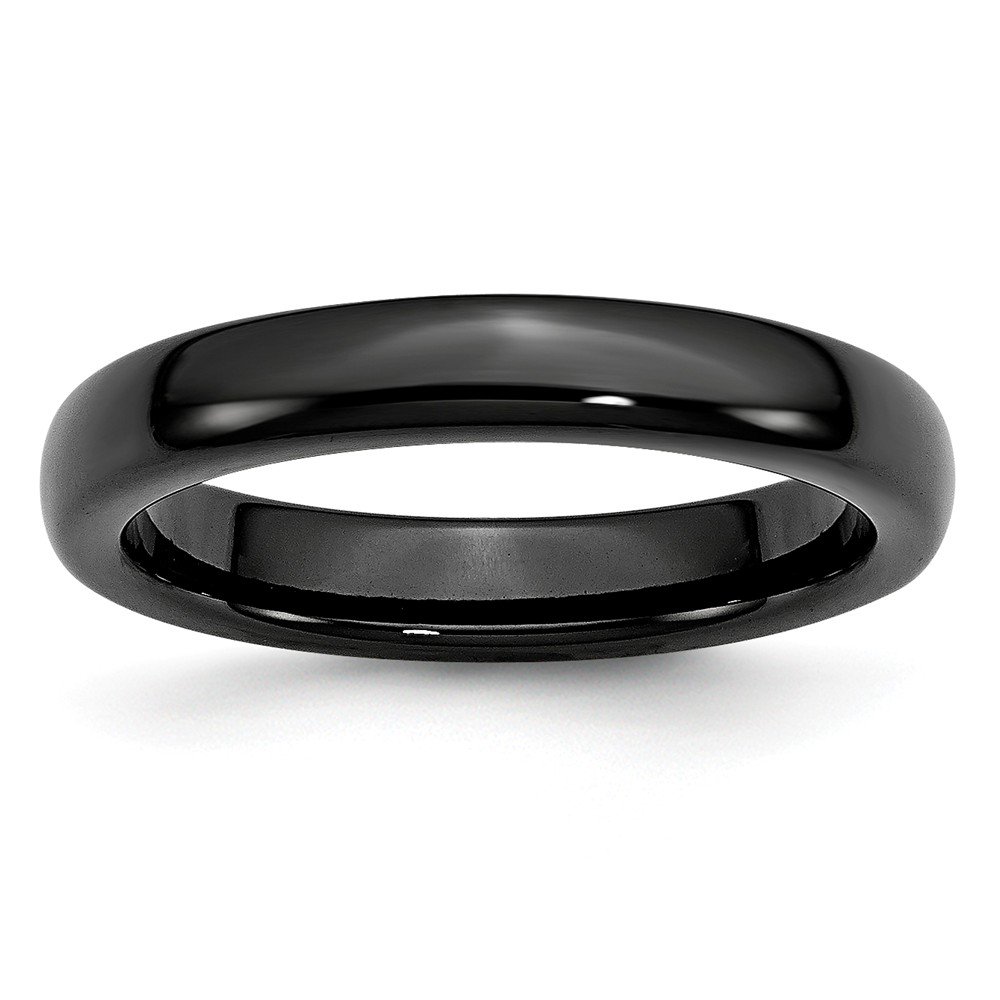 4mm Polished Black Ceramic Ring Band - Elegant & Durable Wedding, Engagement, or Fashion Jewelry for Men & Women
